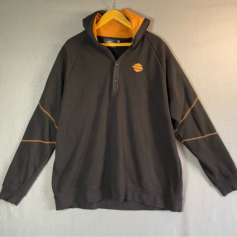 Harley-Davidson Mens Pullover Hoodie 2XL Black Motorclothes Biker Gear Riding